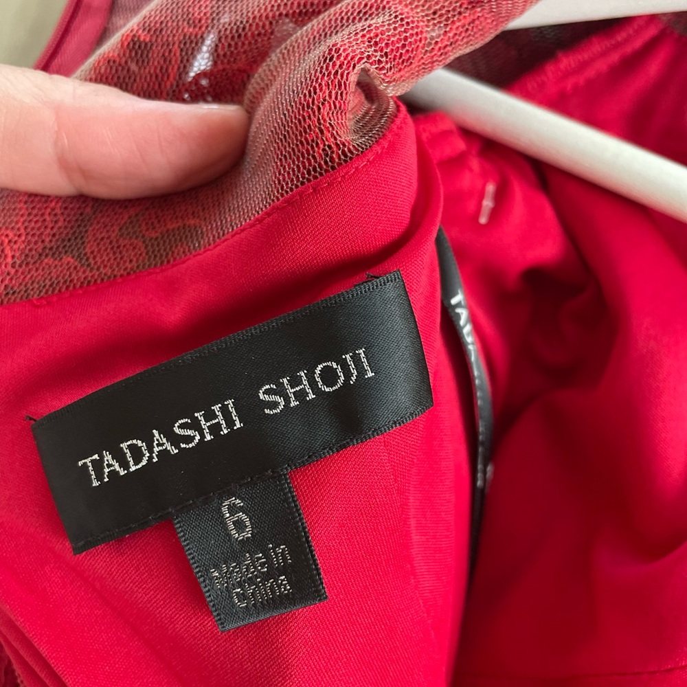 Tadashi Shoji Silas Embroidered Lace Dress Red 6 NWOT - Picture 3 of 6